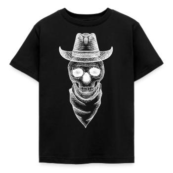 Cow-boy à tête de mort - T-shirt Enfant - noir - Devant - AI Model Kid Female (0cm)