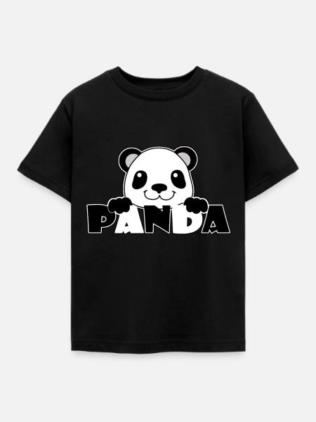 Panda - Panda Bär - Kinder T-Shirt - Schwarz