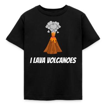 J'adore les volcans volcan éruption de lave de coeur d'amour - T-shirt Enfant - noir - Devant - AI Model Kid Female (0cm)