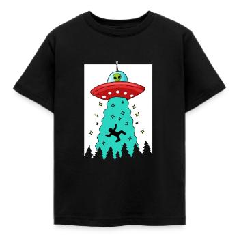 Alien Außerirdische Ufo Raumschiff Geschenk - Kinder T-Shirt - Schwarz - Vorne - AI Model Kid Female (0cm)