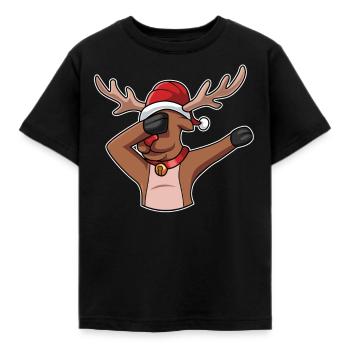 DABBING REINDEER - Dabbendes Rentier - Kinder T-Shirt - Schwarz - Vorne - AI Model Kid Female (0cm)