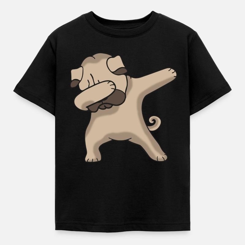 Lustiges dabbing Mops Hunde Dab Dance Geschenk - Kinder T-Shirt - Schwarz