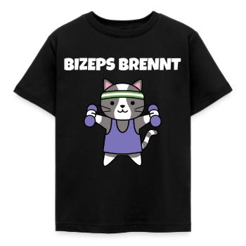 Fitness Cat Gift Training Sport Biceps - Kids' T-Shirt - black - Front - AI Model Kid Female (0cm)