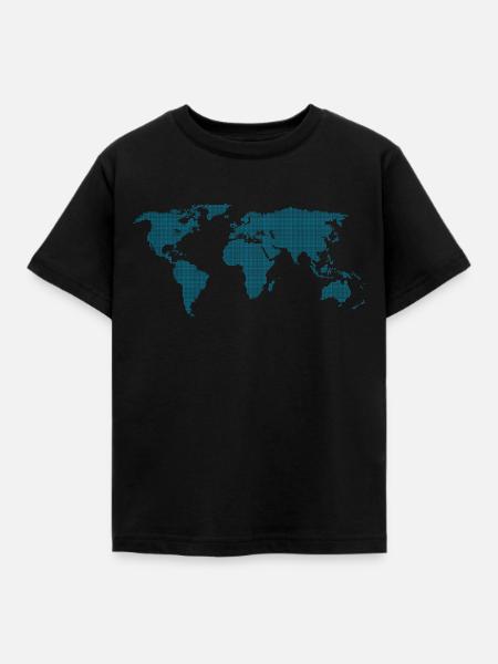 Weltkarte - Kinder T-Shirt - Schwarz