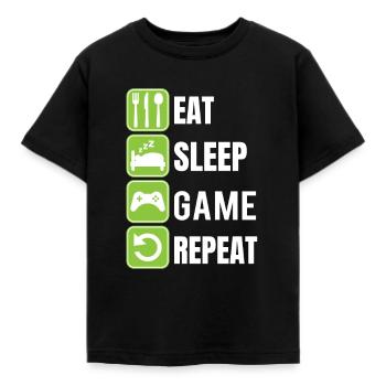 Gamer Shirt EAT SLEEP GAME REPEAT - T-shirt Enfant - noir - Devant - AI Model Kid Female (0cm)