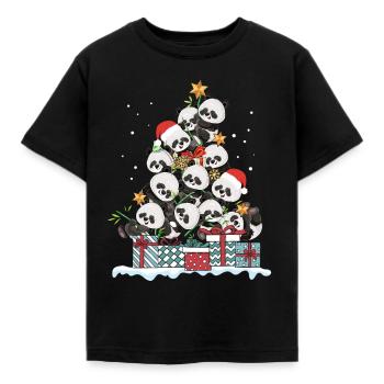 Panda Panda Kawaii Christmas Gift - Kids' T-Shirt - black - Front - AI Model Kid Female (0cm)