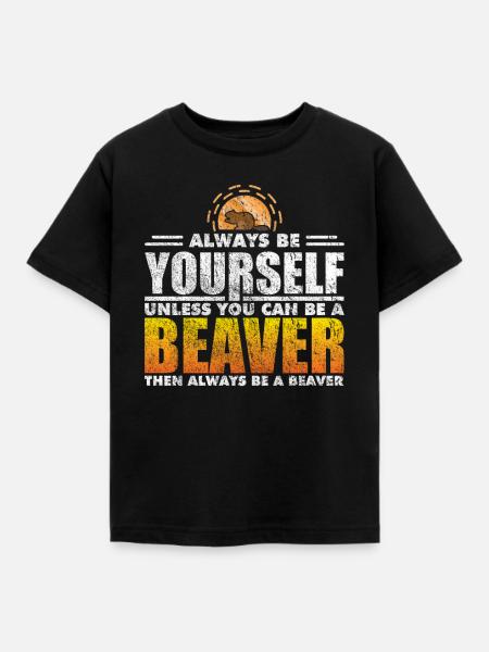 Biber - Kinder T-Shirt - Schwarz