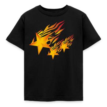 Shooting stars star fire sky - Kids' T-Shirt - black - Front - AI Model Kid Female (0cm)