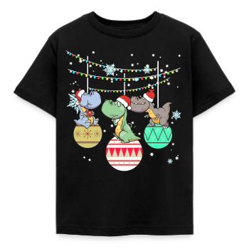 Dinosaurier T-Rex Santa Weihnachten Geschenk - Kinder T-Shirt - Schwarz - Vorne - AI Model Kid Female (0cm)