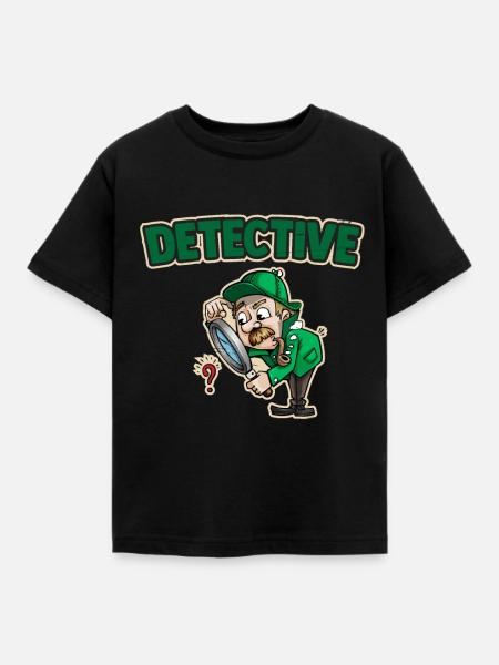 Detektiv mit Lupe - Kinder T-Shirt - Schwarz