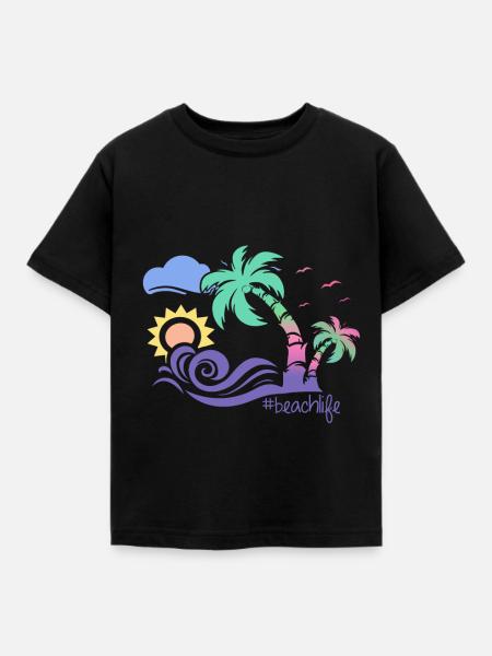 Strand - Kinder T-Shirt - Schwarz