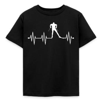 Herzschlag Langlauf Langläufer - Kinder T-Shirt - Schwarz - Vorne - AI Model Kid Female (0cm)