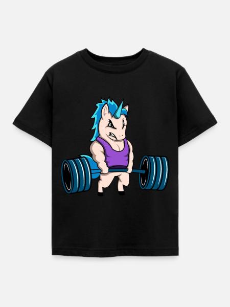 Fitness unicorn gift idea - Kids' T-Shirt - black