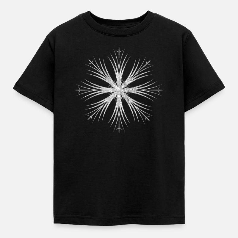 Silver Snowflake Design - Kids' T-Shirt - black