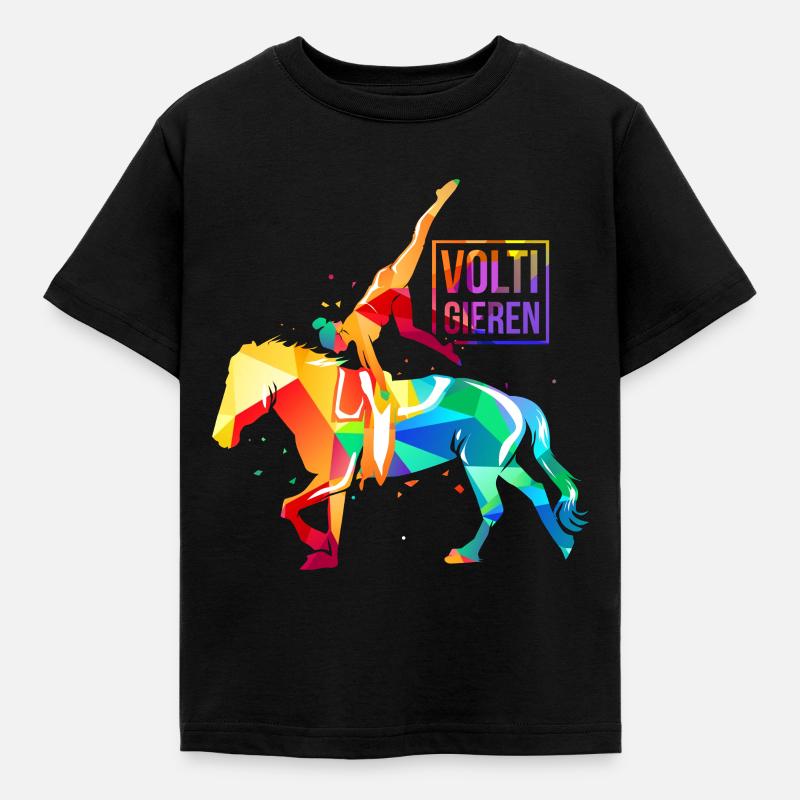 Voltigieren Pferd - Kinder T-Shirt - Schwarz