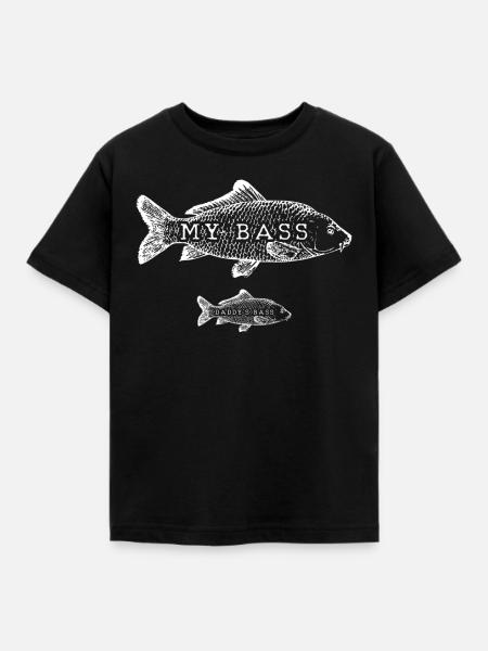 Vater Sohn Angeln Fischen - Kinder T-Shirt - Schwarz