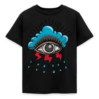 Cadeau de tatouage éclair de nuage de pluie œil-voyant - T-shirt Enfant - noir - Devant - AI Model Kid Female (0cm)