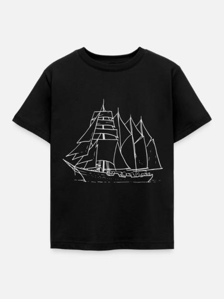 Schiff - Kinder T-Shirt - Schwarz