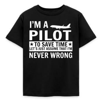 pilot - Kids' T-Shirt - black - Front - AI Model Kid Female (0cm)