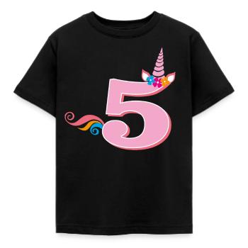 5ème anniversaire Licorne - T-shirt Enfant - noir - Devant - AI Model Kid Female (0cm)