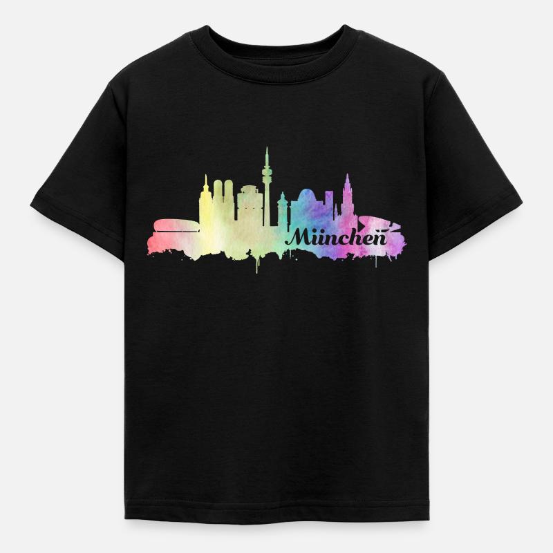 München Skyline - Kinder T-Shirt - Schwarz