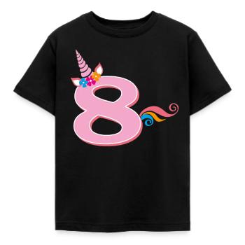 8th Birthday Unicorn - Kids' T-Shirt - black - Front - AI Model Kid Female (0cm)