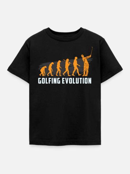 GOLFING EVOLUTION Golfer Golf Motiv - Kinder T-Shirt - Schwarz
