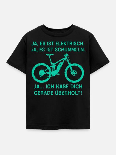 E-Bike MTB Mountainbike Pedelec Überholen Spruch - Kinder T-Shirt - Schwarz