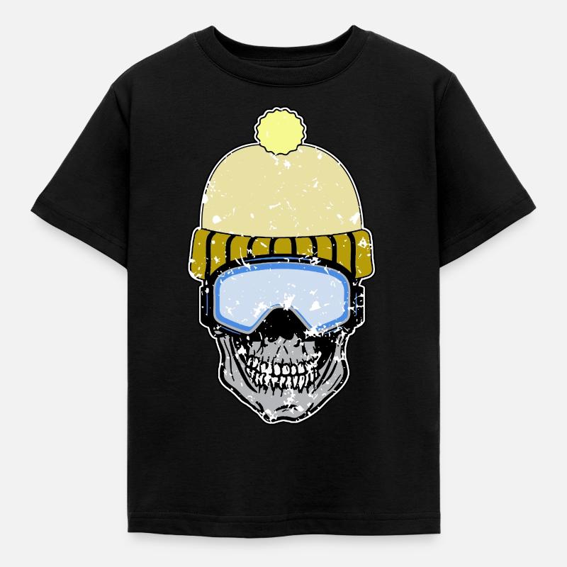 Crâne - avec casquette - snowboard - T-shirt Enfant - noir