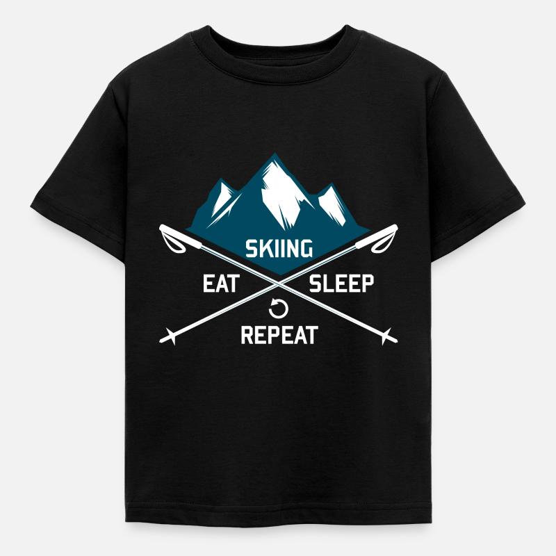 Ski Eat Sleep Repeat - Kinder T-Shirt - Schwarz