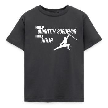 Half Quantity Surveyor Half Ninja - Kids' T-Shirt - dark grey - Front - AI Model Kid Female (0cm)