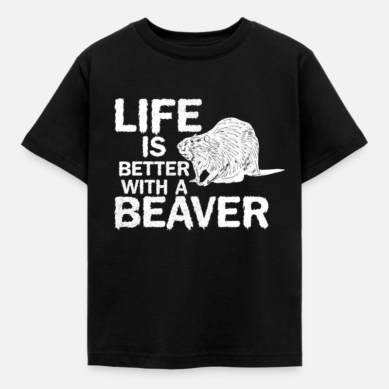 Biber-Lebentiergeschenk - Kinder T-Shirt - Schwarz