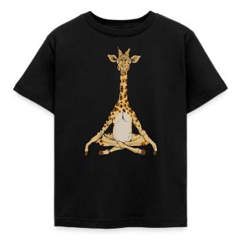 Yoga Giraffe Meditation Yogi Namaste Geschenk - Kinder T-Shirt - Schwarz - Vorne - AI Model Kid Female (0cm)