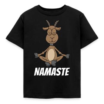 Namaste Yoga Ziege Meditation Yogi Zen Geschenk - Kinder T-Shirt - Schwarz - Vorne - AI Model Kid Female (0cm)