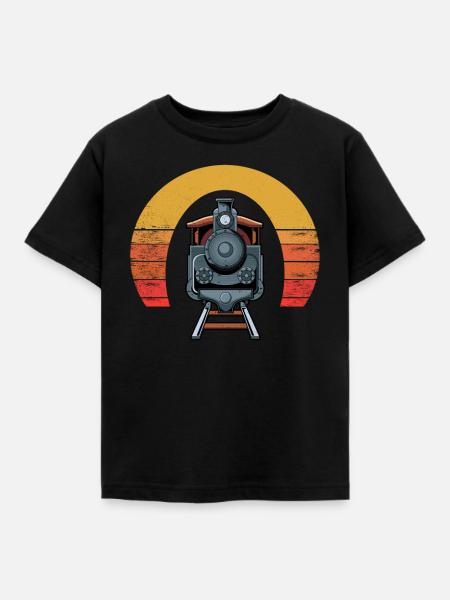 MODELLEISENBAHN im Retro Sonnen-Tunnel - Kinder T-Shirt - Schwarz