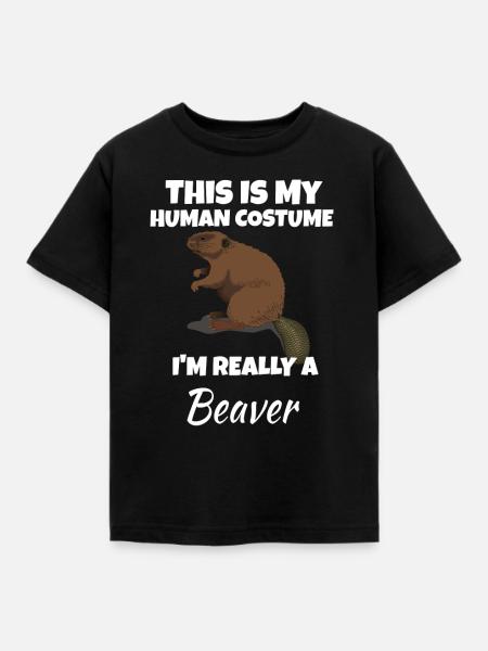 Biber - Kinder T-Shirt - Schwarz