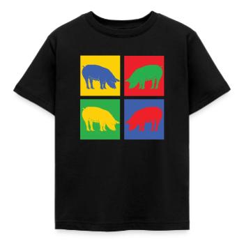 porc - T-shirt Enfant - noir - Devant - AI Model Kid Female (0cm)