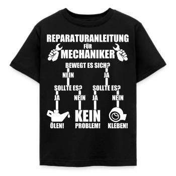 Mechaniker Arbeit T-Shirt Spruch Wartung Reparatur - Kinder T-Shirt - Schwarz - Vorne - AI Model Kid Female (0cm)