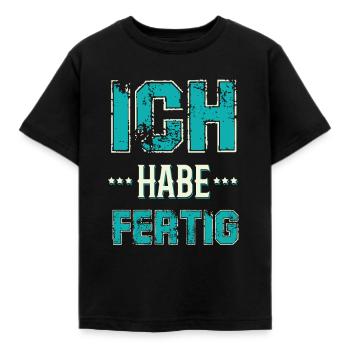 ich habe fertig blue - Kinder T-Shirt - Schwarz - Vorne - AI Model Kid Female (0cm)