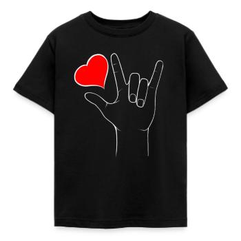 I love you ASL sign - Kinder T-Shirt - Schwarz - Vorne - AI Model Kid Female (0cm)