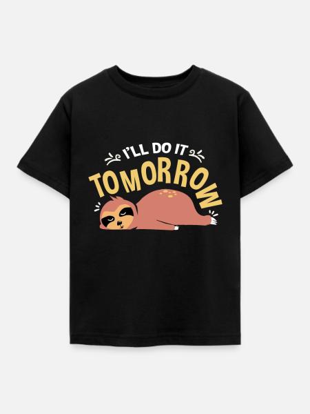 Faultier - Kinder T-Shirt - Schwarz