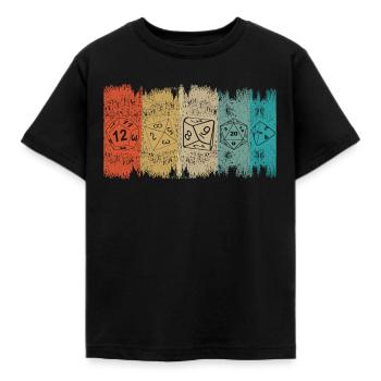 RPG jeu de plateau Dice divers retro Dragons - T-shirt Enfant - noir - Devant - AI Model Kid Female (0cm)
