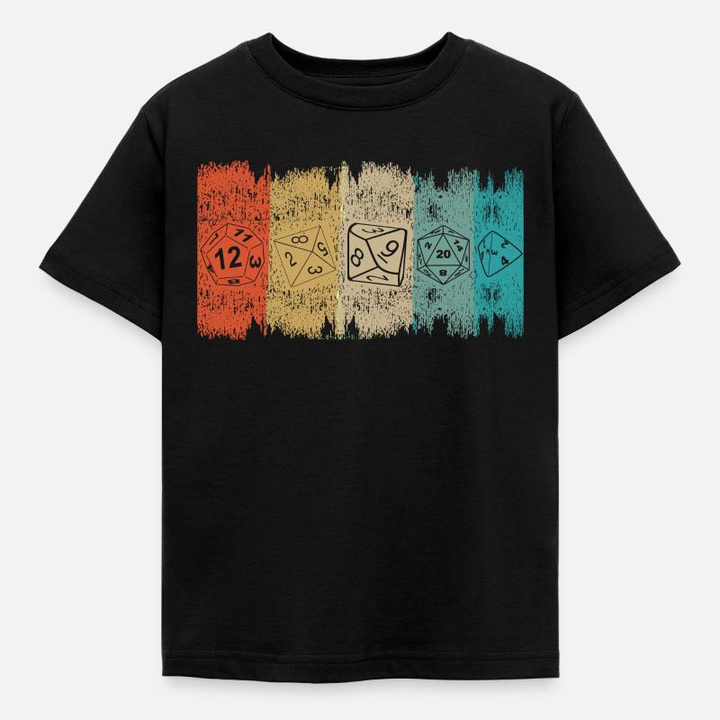 RPG jeu de plateau Dice divers retro Dragons - T-shirt Enfant - noir