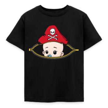 Grossesse cadeau de pirate enceinte - T-shirt Enfant - noir - Devant - AI Model Kid Female (0cm)