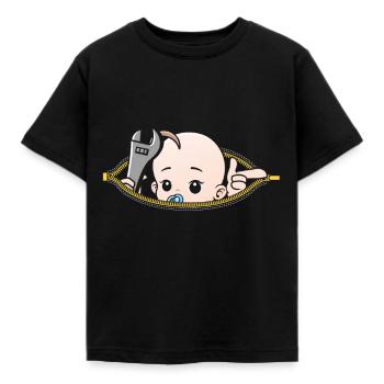 Grossesse mécanicien Mech enceinte cadeau - T-shirt Enfant - noir - Devant - AI Model Kid Female (0cm)
