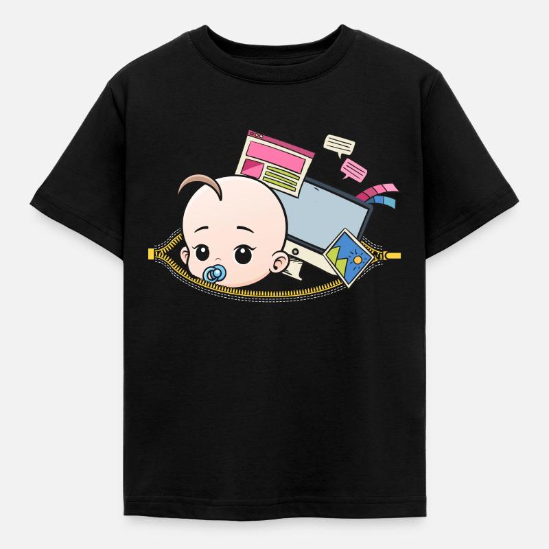 Pregnancy nerd programmer pregnant - Kids' T-Shirt - black