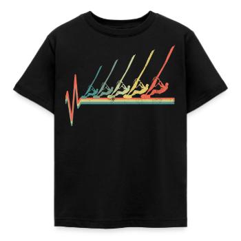 Retro Vintage Windsurfer Windsurfen - Kinder T-Shirt - Schwarz - Vorne - AI Model Kid Female (0cm)