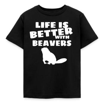 Biber - Kinder T-Shirt - Schwarz - Vorne - AI Model Kid Female (0cm)