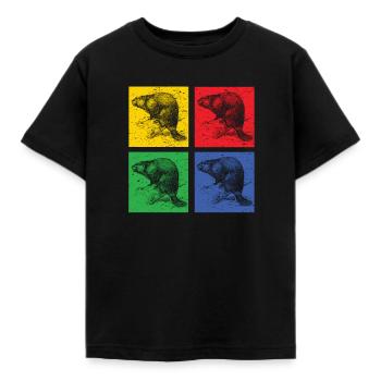 Beaver pop art - Kids' T-Shirt - black - Front - AI Model Kid Female (0cm)