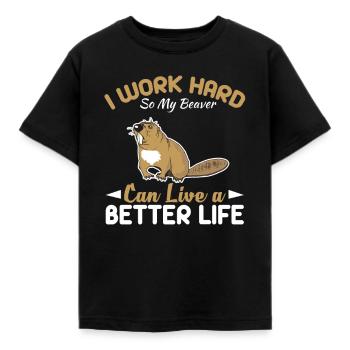 Biber - Kinder T-Shirt - Schwarz - Vorne - AI Model Kid Female (0cm)